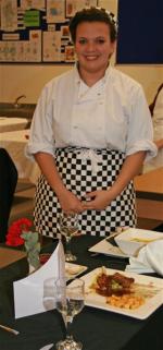 Winner Ammi Aslett Comberton Village College with her menu including Lamb chops
